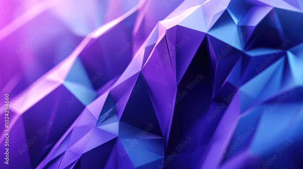 Poster 3d rendering of an abstract geometric background in shades of purple and blue suitable for advertisi