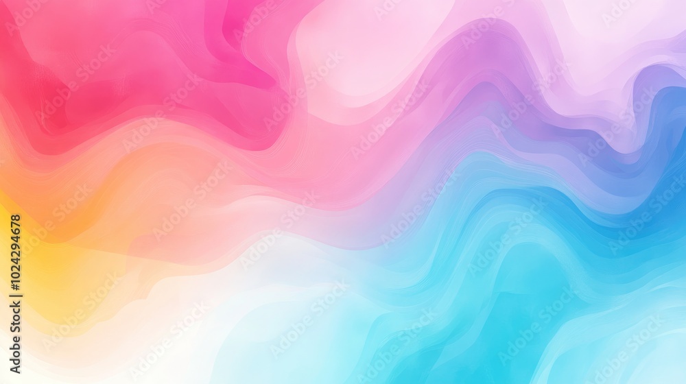 Poster Abstract Colorful Neon Watercolor Background With Curvy Lines Near Edges Wide Banner Format Kaleidoscope Pattern With Bright Colors Open Space For Text In The Center