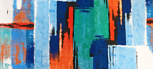 Hand draw Digital painting abstract art ,colorful paintings texture on canvas abstract panorama background design 