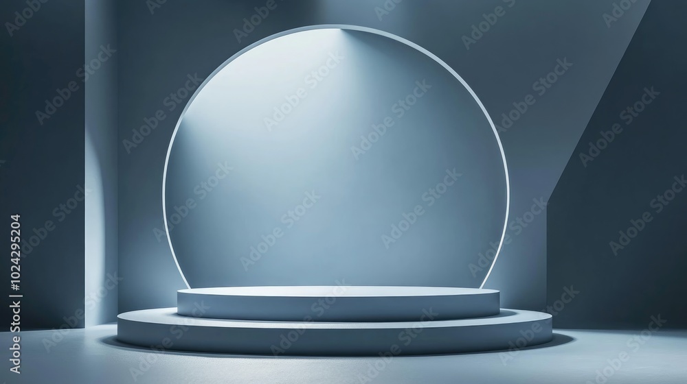 Aufkleber 3D rendering of a mock up podium for showcasing products featuring an abstract minimal concept and a geometric background