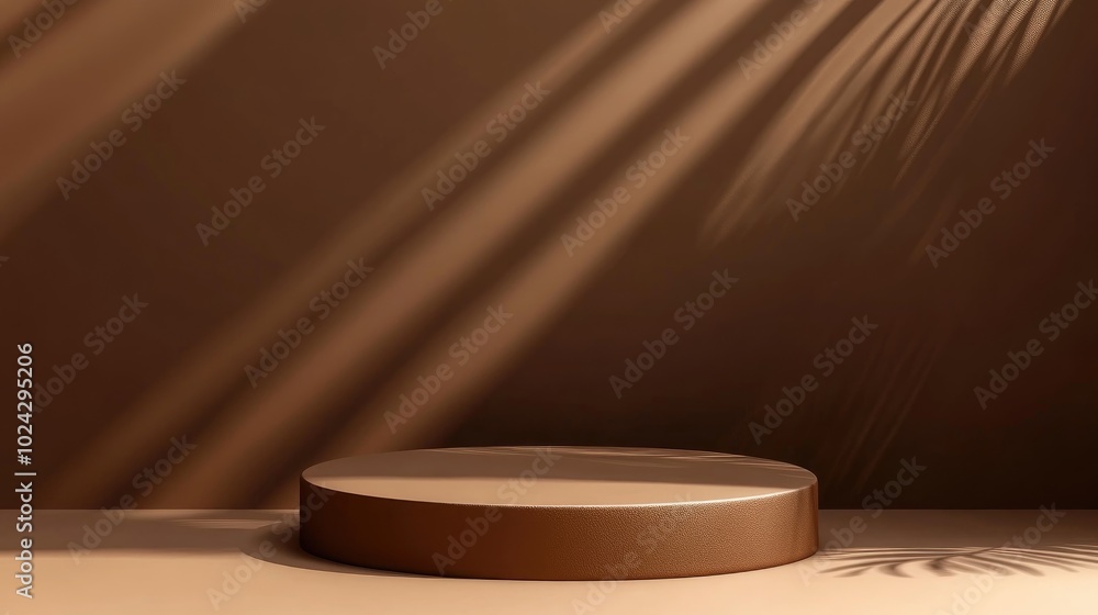 Aufkleber Brown podium set against a brown backdrop Minimalistic mockup background suitable for product display 3D rendering