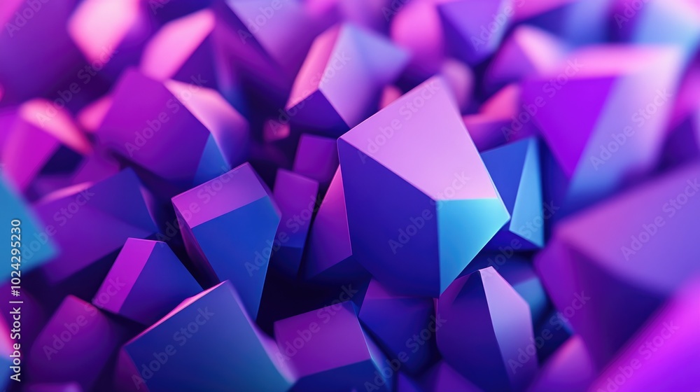 Poster 3d rendering of an abstract geometric background featuring purple and blue hues suitable for adverti