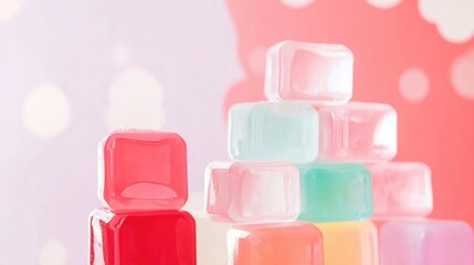 Close Up of Stacked Ice Cubes