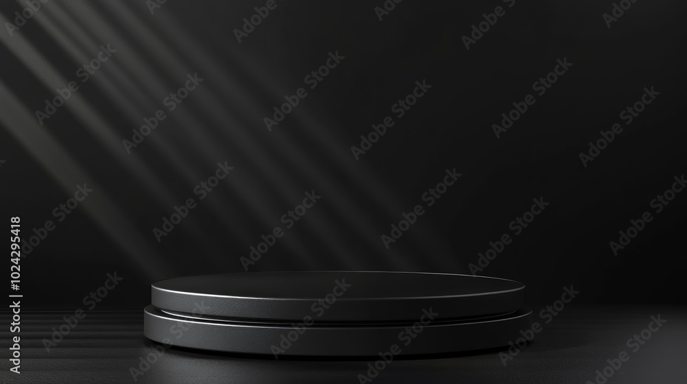 Poster black podium for showcasing products against a dark background 3d rendering