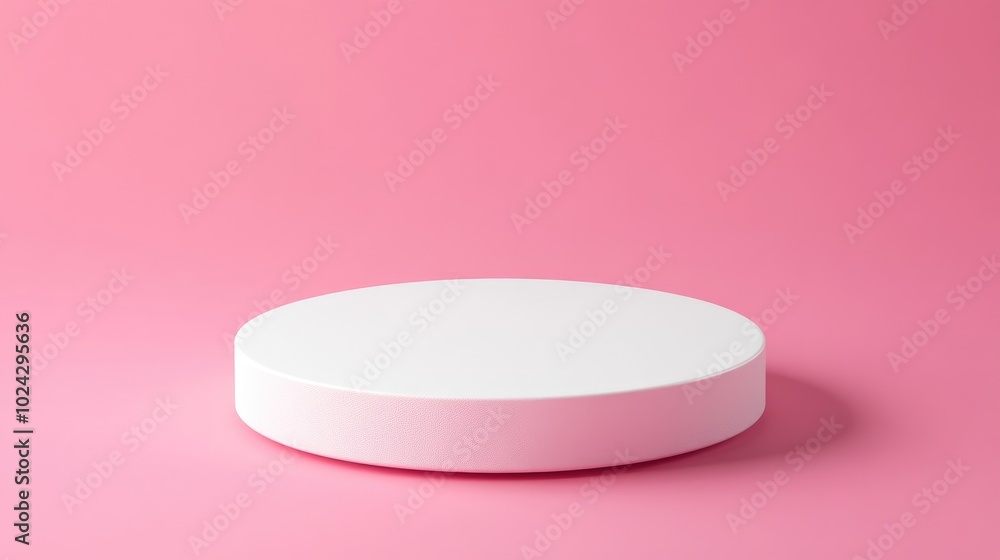 Poster Abstract white foam circle podium on pink background Template for product presentation 3D render Minimalist design