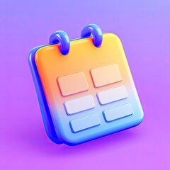 Design Element - 3D Calendar Icon with Smooth Rounded Edges, Minimalist Design Set Against a Solid Background, Emphasizing Date and Time Management