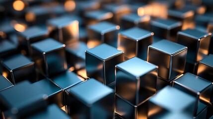 Fototapeta premium A close up of a pattern of metallic cubes.
