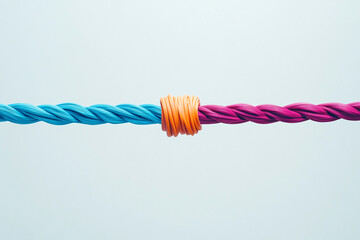 Colored intertwined cord on white background