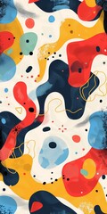 Fototapeta premium A colorful abstract painting with a lot of different shapes and colors. The painting is full of energy and movement, with the colors blending together in a dynamic way