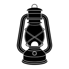 Kerosene Lampl or lantern flame torch Silhouette vector illustration.