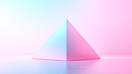 Minimalist 3D Pyramid, Suspended Over a Pastel Gradient Background.