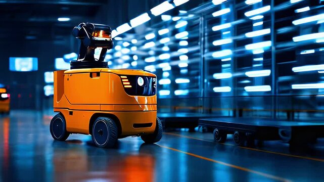 Automated Guided Vehicle in a Modern Warehouse.