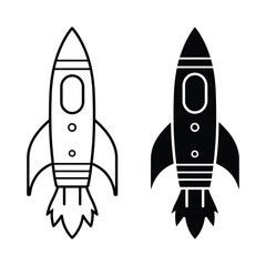 Rocket icon vector isolated on white background.