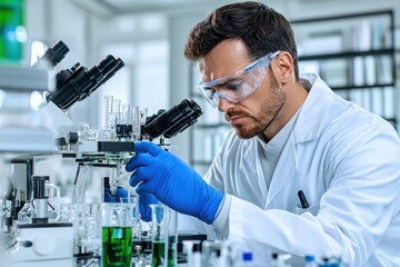 Scientist Analyzing Samples in Laboratory Environment