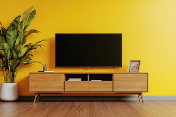 Modern Yellow TV Cabinet in Stylish Living Room Interior Design