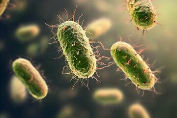 Naklejka premium 3D Illustration of Bacteria with Spiky Structures