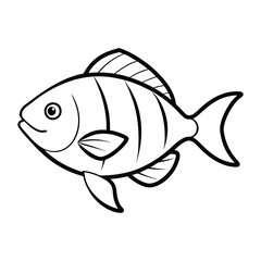 fish on white background, a simple fish line art on white background