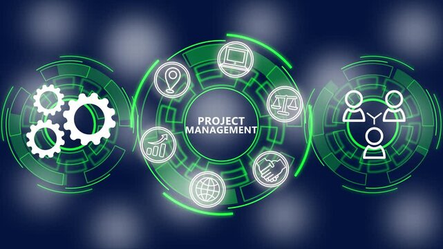 Project management concept animation. Business, Technology.