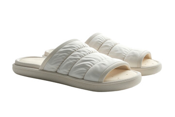 White soft sandals isolated on transparent background.