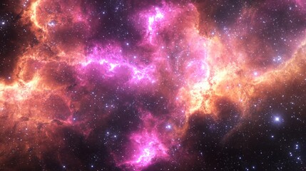 Obraz premium Enigmatic Celestial Symphony - 3D Render of Vibrant Nebula and Star Formation with Cinematic Lighting