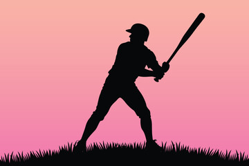 Silhouette of Baseball Player 