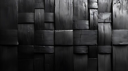 A close-up shot of a black woven wood panel, the natural texture of the wood is visible with the light reflecting on the surface, creating an interesting pattern.