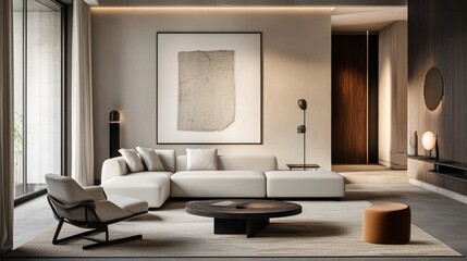 A contemporary lounge area featuring high-end modular furniture