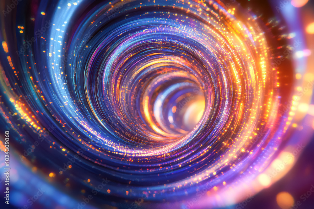 Poster a dazzling whirl of multicolored lights that twist and spiral in dynamic motion