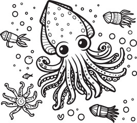 Obraz premium collection of icons collection of sea ​​animals images to color - version 1