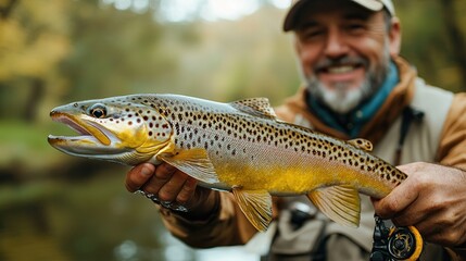 Obraz premium Fisherman's Catch: A Trophy Trout