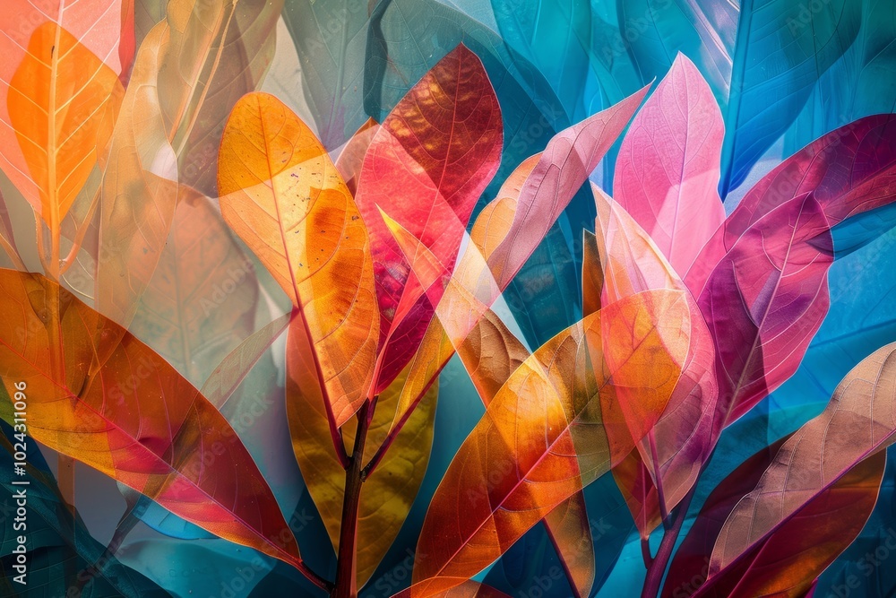 Poster abstract color background enhancing botanical arrangement