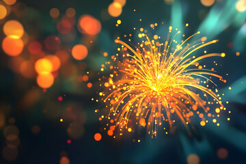 Obraz premium Abstract Background with Golden Lights and Blurred Bokeh