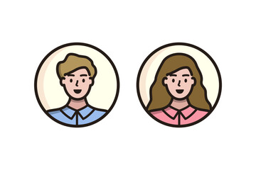 Set of man and woman portrait avatar icon. Flat people vector design isolated illustration.
