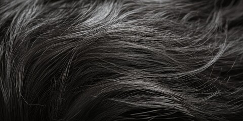 Close-up of soft, wavy black hair showcasing intricate textures and natural sheen.