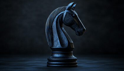 Artistic chess knight piece on a dark background, symbolizing strategy and intellect in gameplay.