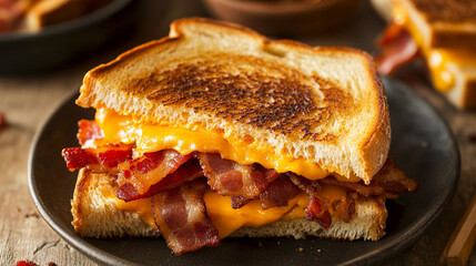 toasted sandwiches with cheddar cheese and bacon