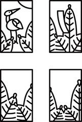 1月のミニ花札アイコンセット