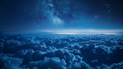 Night Sky Above a Sea of Clouds with the Milky Way