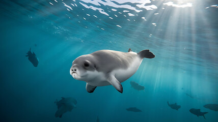 Obraz premium Vaquita swimming