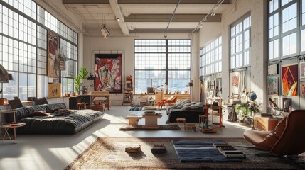 A creative modern artist loft with high ceilings