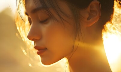  close-up of the face of a fair-skinned and elegant Asian woman, Generative AI