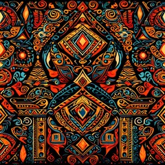 Vibrant, Tribal, Ethnic Motifs, Bold Patterns, and Colorful Designs for Textile Art, pattern, background 