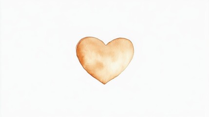 Minimalist watercolor illustration of a heart in warm brown tones, centered on a white background, conveying simplicity and warmth.