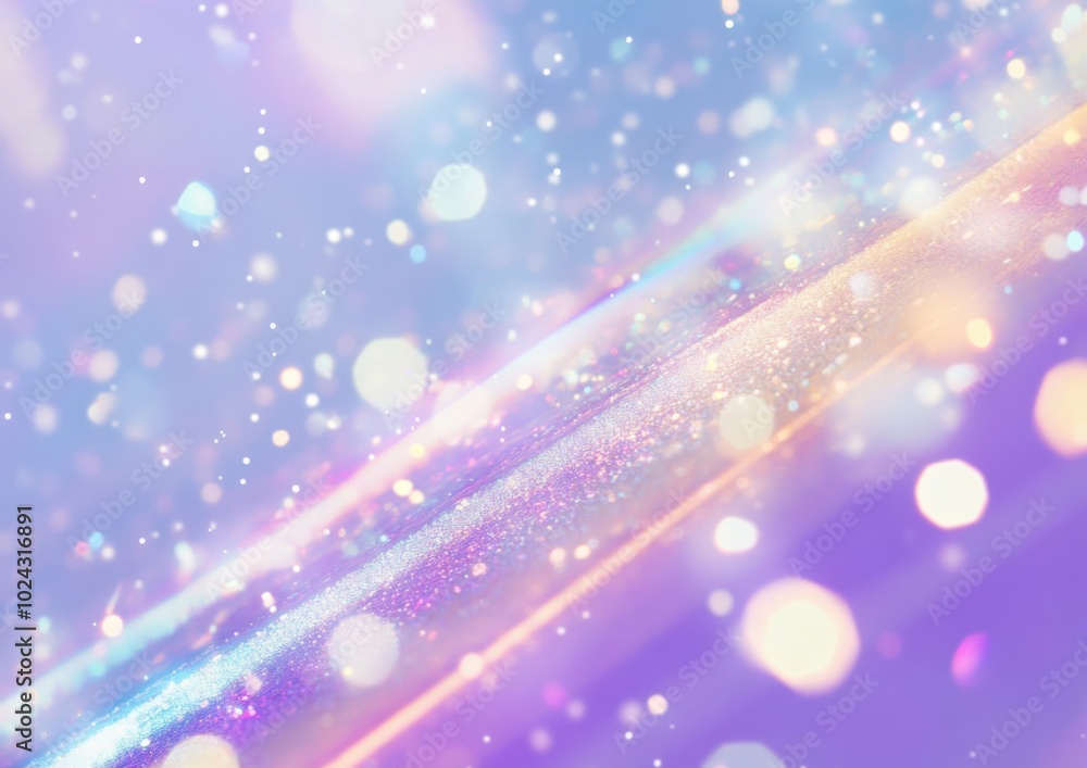 Poster vibrant holographic light effect background featuring soft pastel colors and sparkling bokeh element