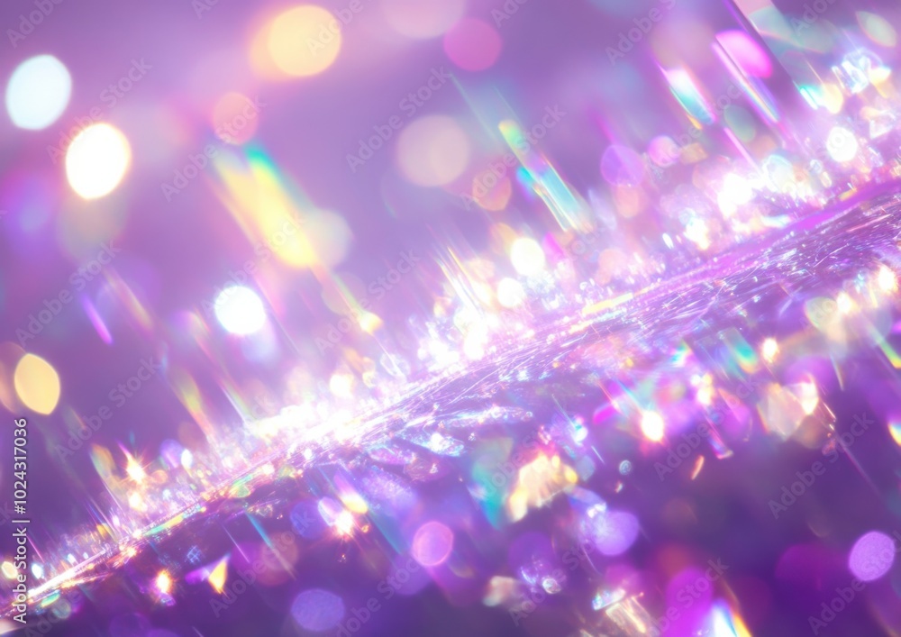 Poster mesmerizing holographic light effect background featuring vibrant purple hues and sparkling reflecti