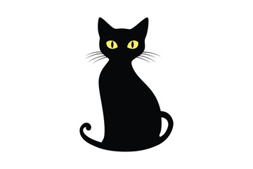 Black Cat with Glowing Eyes | Halloween Cat Silhouette Design