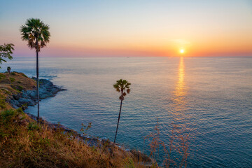 Laem Promthep Cape at sunset, Island Phuket, Andaman Sea, Thailand.
