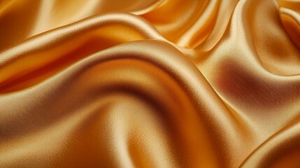 Fototapeta premium Close-up of a Smooth, Wrinkled, Golden Satin Fabric