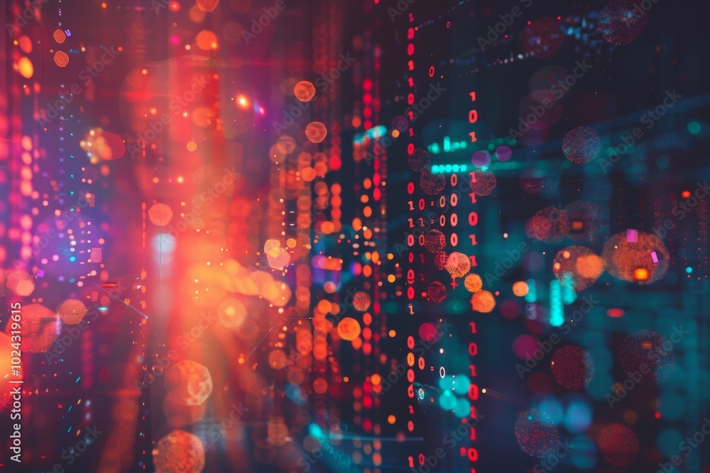 Poster data-driven marketing strategy with colorful abstract backgrounds.