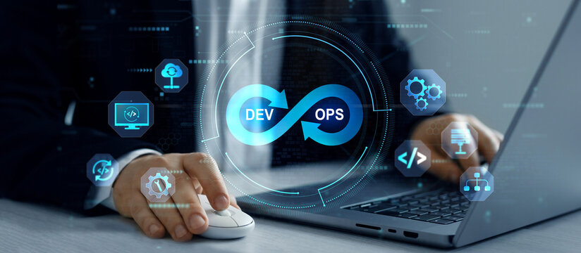 Agile programming and DevOps technology. IT operations concept. Software quality and software development.	